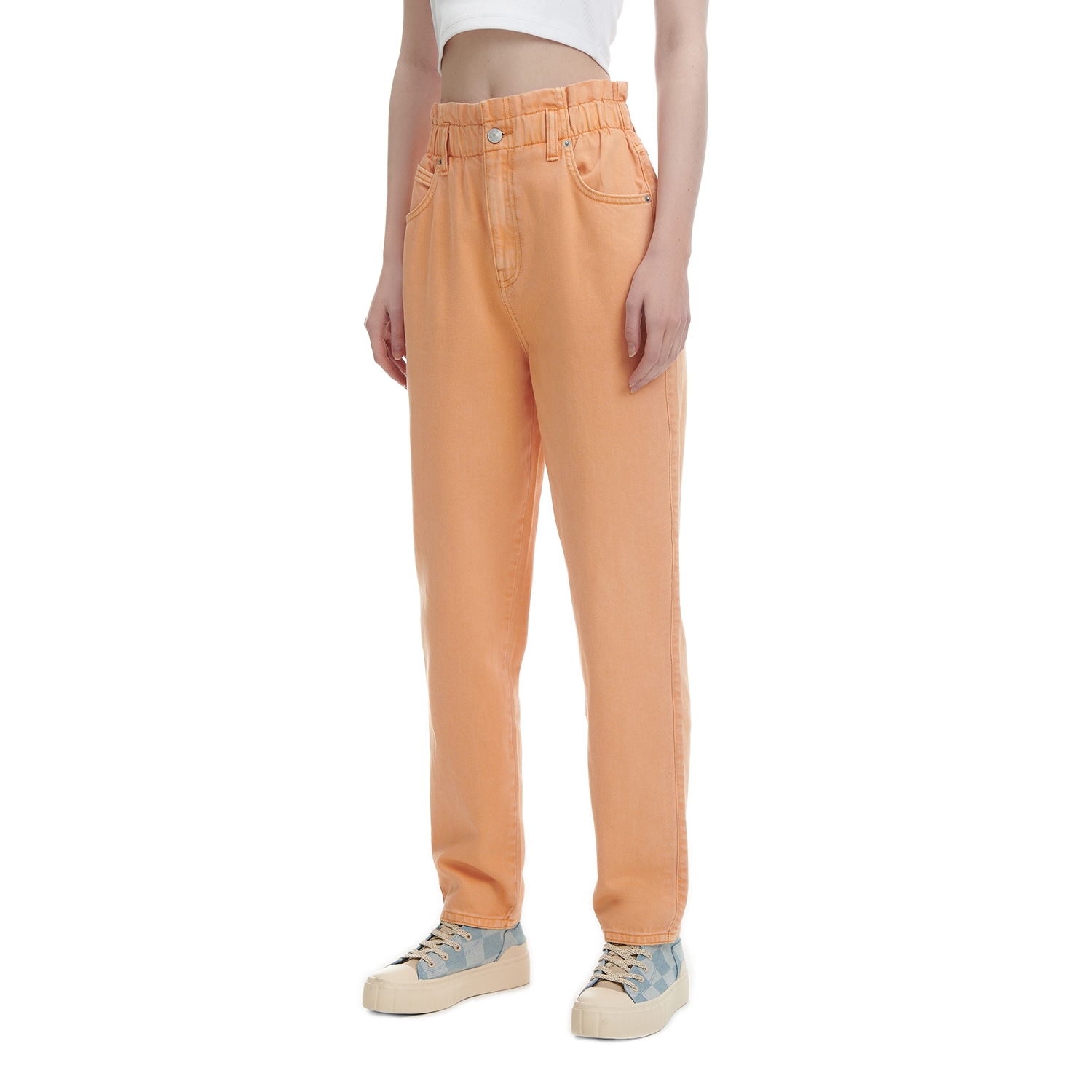 Cropp - Džínsy paperbag - Oranžová