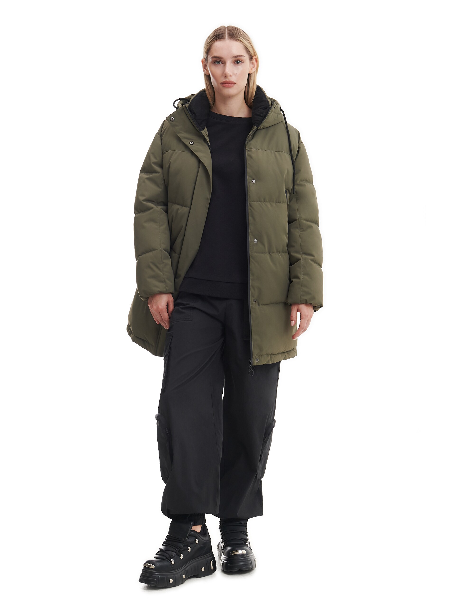 Cropp - Kabát s kapucňou - Khaki