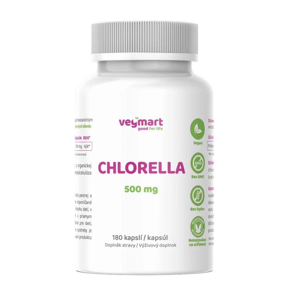 Vegmart Chlorella 500 mg, 180 kapsúl